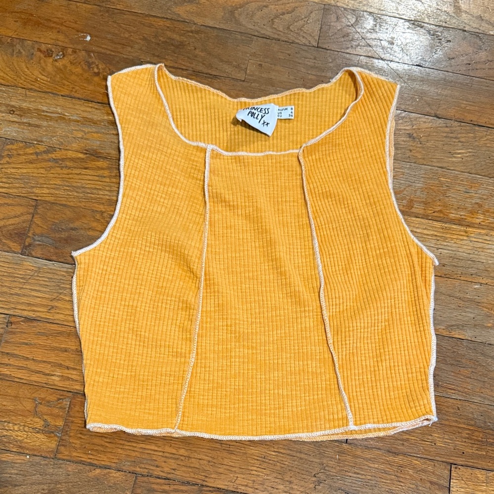 Women's Orange Ribbed Crop Top